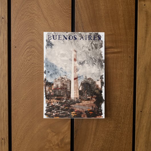 ブエノスアイレスアルゼンチンスカイラインの水彩 ポストカード