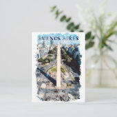 ブエノスアイレスアルゼンチンスカイラインイラストレーション ポストカード (スタンド正面)