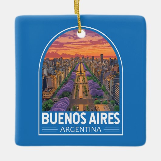 ブエノスアイレスアルゼンチントラベルアートヴィンテージ セラミックオーナメント (正面)