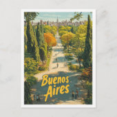 ブエノスアイレスアルゼンチンヴィンテージトラベルイラストレーション ポストカード (正面)