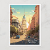 ブエノスアイレスアルゼンチンヴィンテージトラベルイラストレーション ポストカード (正面)