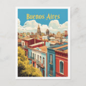 ブエノスアイレスアルゼンチンヴィンテージトラベルイラストレーション ポストカード (正面)