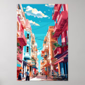 ブエノスアイレスアルゼンチンヴィンテージ旅行イラストレーション ポスター (正面)