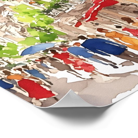 ブエノスアイレスウォーターカラーアートプリント ポスター (角)