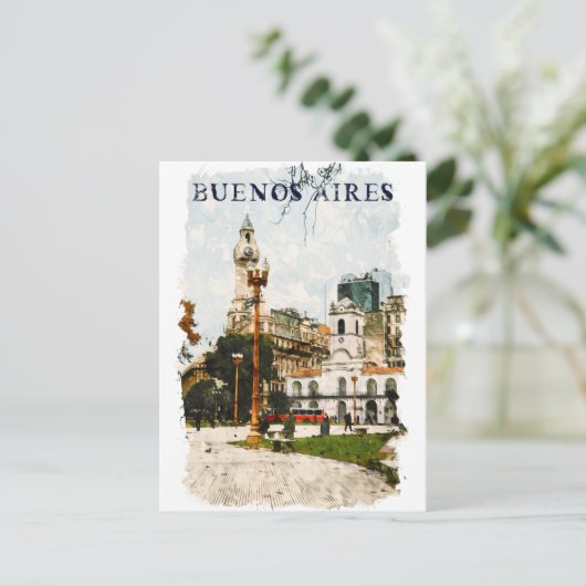 ブエノスアイレスカラフルアルゼンチンスカイライン ポストカード (スタンド正面)