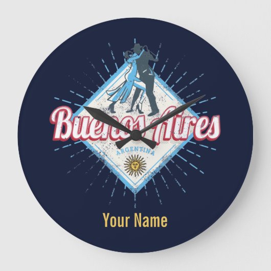 ブエノスアイレスシティアルゼンチンレトロ丹後ヴィンテージ ラージ壁時計 (正面)