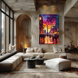 ブエノスアイレス市スカイラインのポスター – アルゼンチン美術 ポスター