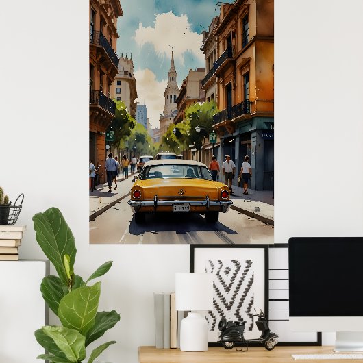 ブエノスアイレス水彩画 ポスター (ホームオフィス)