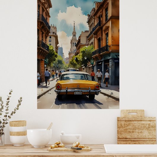 ブエノスアイレス水彩画 ポスター (キッチン)