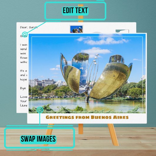 ブエノスアイレス・アルゼンチンの花彫刻 ポストカード
