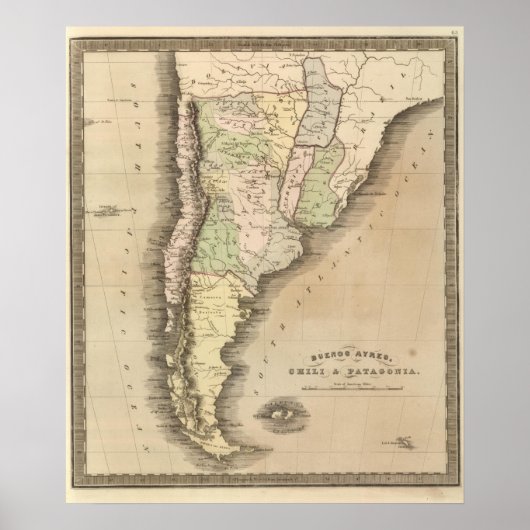 ブエノスアイレス、チリ、パタゴニア ポスター (正面)