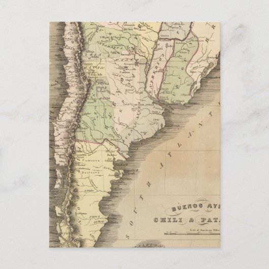 ブエノスアイレス、チリ、パタゴニア ポストカード (正面)
