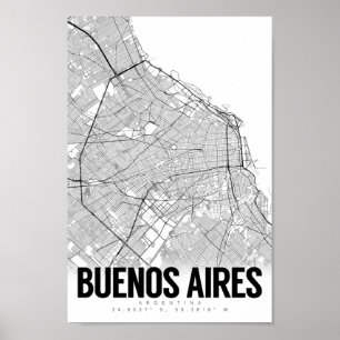ブエノスアイレスArgentinaミニマリスト地図アート ポスター