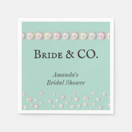ブエレガントライド&コティール（緑がかった色）ブルーパールブライダルシャワー スタンダードカクテルナプキン