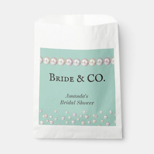 ブエレガントライド&コティール(緑がかった色)ブルーパールブライダルシャワー フェイバーバッグ (正面)