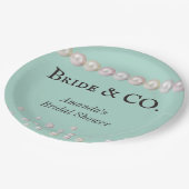 ブエレガントライド&コティール（緑がかった色）ブルーパールブライダルシャワー ペーパープレート (アングル)