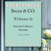 ブエレガントライド&コティール(緑がかった色)ブルーパールブライダルシャワー ポスター