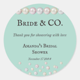 ブエレガントライド&コティール（緑がかった色）ブルーパールブライダルシャワー ラウンドシール