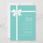 ブエレガントライド&コティール（緑がかった色）ブルーボウブライダルシャワー 招待状 (正面)