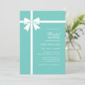 ブエレガントライド&コティール（緑がかった色）ブルーボウブライダルシャワー 招待状 (スタンド正面)