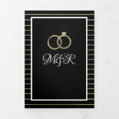 ブエレガントラックストライプ金ゴールドフォ結婚イルズ 三つ折り招待状 (カバー)