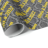 ブエレガントラック・金ゴールド・パーソナライズされた結婚ダマスクの戦争 ラッピングペーパー (ロールコーナー)