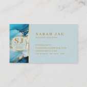 ブエレガントルーマーブル金ゴールドグリッターラグジュアリーモノグラム 名刺 (裏面)