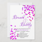 ブエレガントーブリーブライダルシャワーパープルシークイン 招待状 (正面)