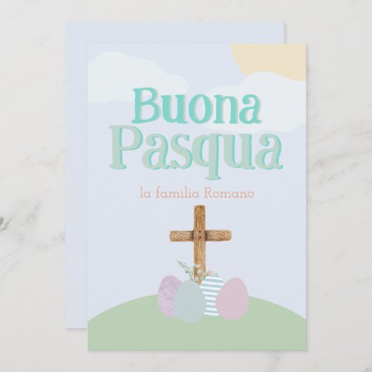 ブオナパイタリアンスクアパステルイースターエッグアンドクロス シーズンカード (正面/裏面)