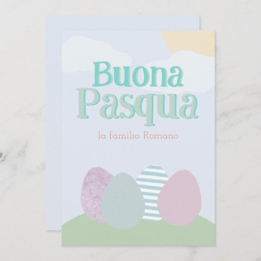 ブオナパスクアパステルイタリアンハッピーイースター シーズンカード (正面/裏面)