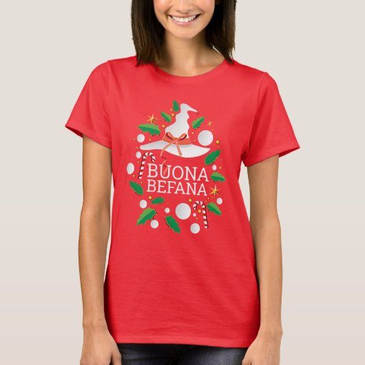 ブオナベファナイタリアンクリスマスウィッチ白 Tシャツ (正面)