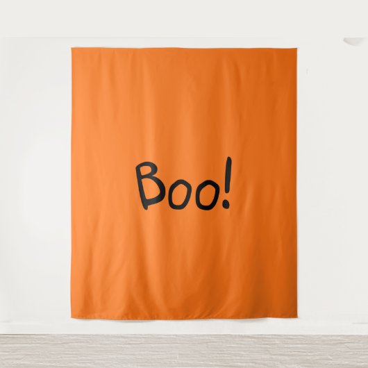 ブオレンジキュート手書きタイポグラフィハロウィーン タペストリー (正面)