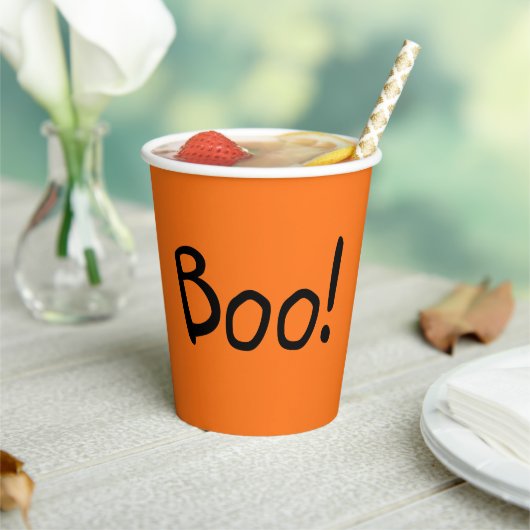 ブオレンジキュート手書きタイポグラフィハロウィーン 紙コップ (インサイチュ)
