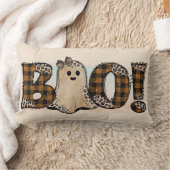 ブオレンジブラックプレイドハロウィーン ランバークッション (ブランケット)