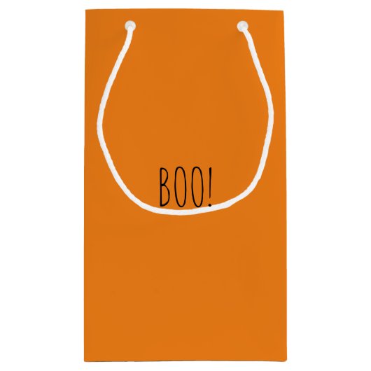 ブオレンジ不気味なミニマリストかわいいハロウィーン スモールペーパーバッグ (裏面)