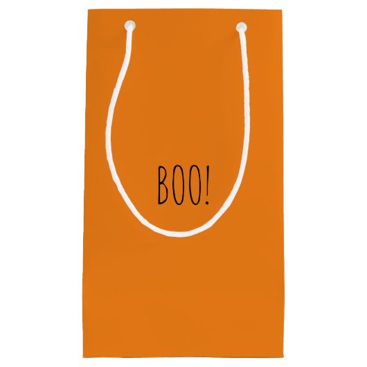 ブオレンジ不気味なミニマリストかわいいハロウィーン スモールペーパーバッグ (正面)