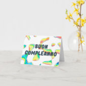 ブオンコンプレアンノイタリアンハッピーバースデー カード (黄色い花)