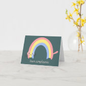 ブオンコンプレノイタリアンバースデーカードレインボーキャット カード (黄色い花)