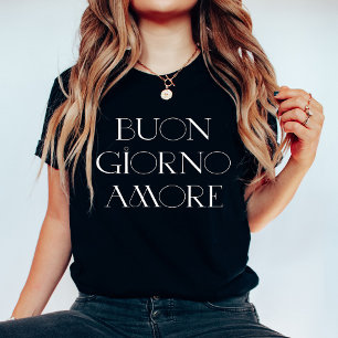ブオンジョルノアモア 黒のスクリプイタリアント トライブレンドTシャツ