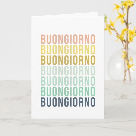 ブオンジョルノイタリアンハロータイポグラフィかわいいカラフル カード (黄色い花)