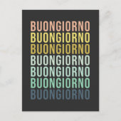 ブオンジョルノイタリアンハロータイポグラフィかわいいカラフル ポストカード (正面)