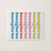 ブオンジョルノイタリアンハロータイポグラフィかわいいレトロ ジグソーパズル (横)