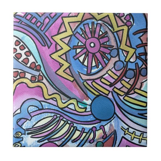 ブオンジョルノハンド色彩の鮮やか抽象芸術幾何学芸術 タイル (正面)