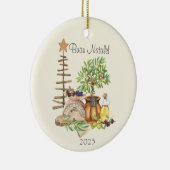 ブオンナタレパーソナライズされた素朴イタリアンウォーター色 セラミックオーナメント (右)