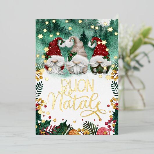 ブオンナターレかわいい格言星林フォトフォイルH 箔シーズンカード (立ち正面)