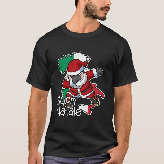 ブオンナターレイタリアンイタリアサンタクロウスイタリア Tシャツ (正面)