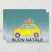 ブオンナターレイタリアンクリスマスイエローフィアット500 シーズンカード (正面/裏面)