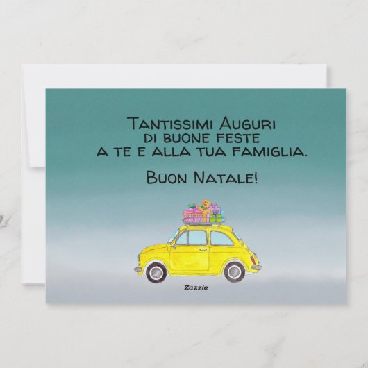 ブオンナターレイタリアンクリスマスイエローフィアット500 シーズンカード (裏面)