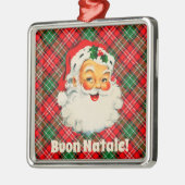 ブオンナターレイタリアンクリスマスサンタレッドプレイド メタルオーナメント (左)