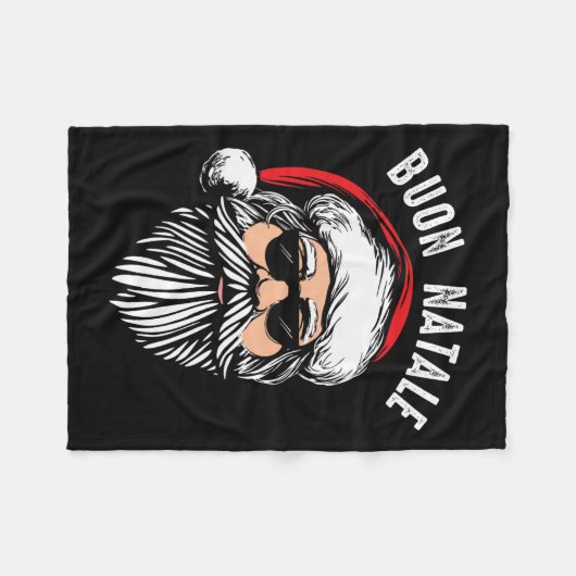 ブオンナターレイタリアンサンタクロースおもしろいバボ フリースブランケット (正面(横))